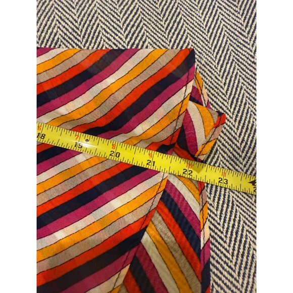 Trina Turk Striped Flutter Sleeve V-Neck Blouse S Multicolor Sheer Lined Womens - Picture 9 of 11